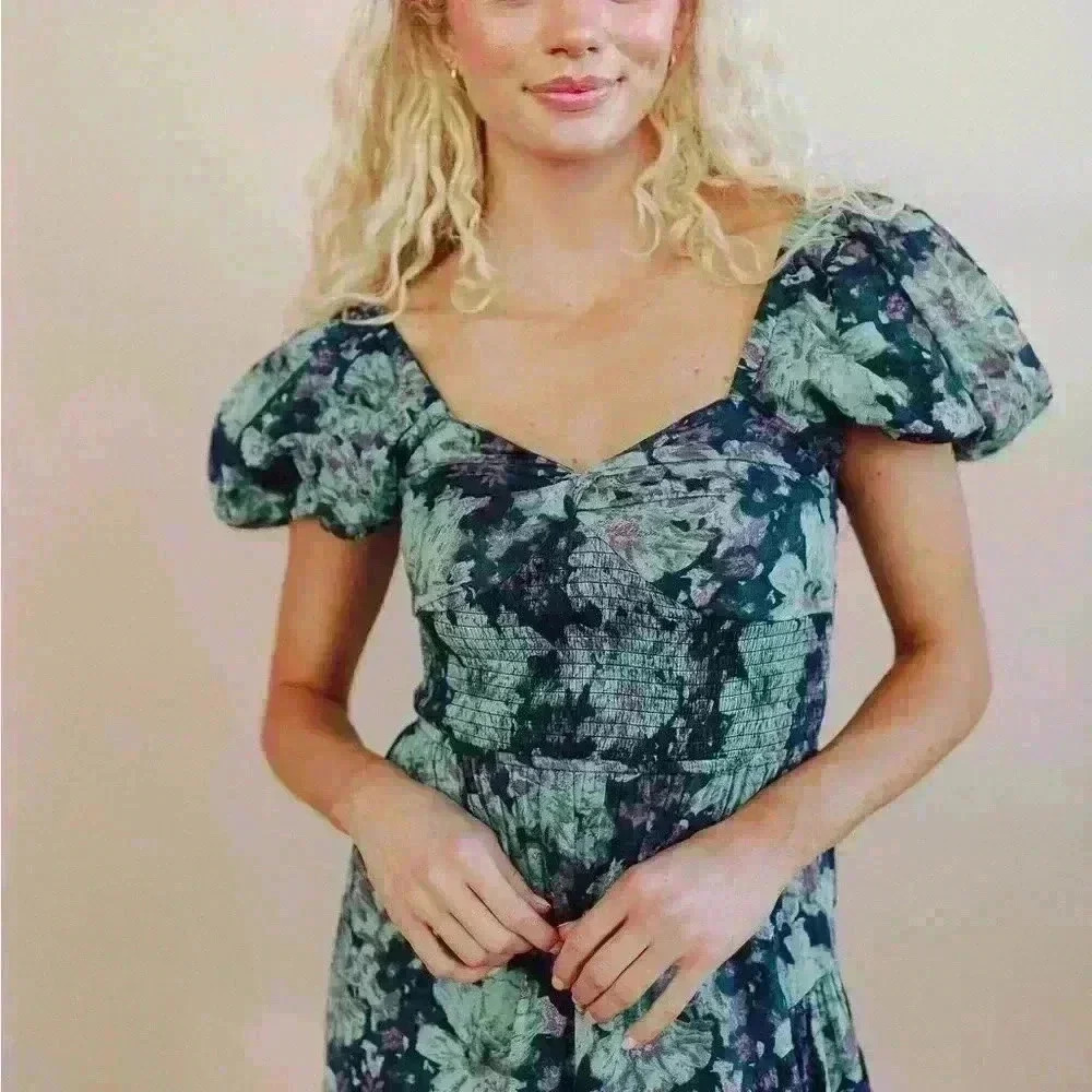 FREE PEOPLE Floral SUNDRENCHED Short Sleeve Maxi Dress Size M - Picture 5 of 12